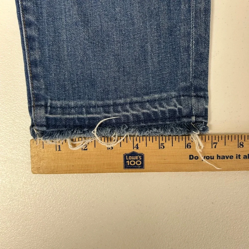 J.Crew Vintage Straight Jeans Womens 28‎ Blue Distressed Raw Hem F8024